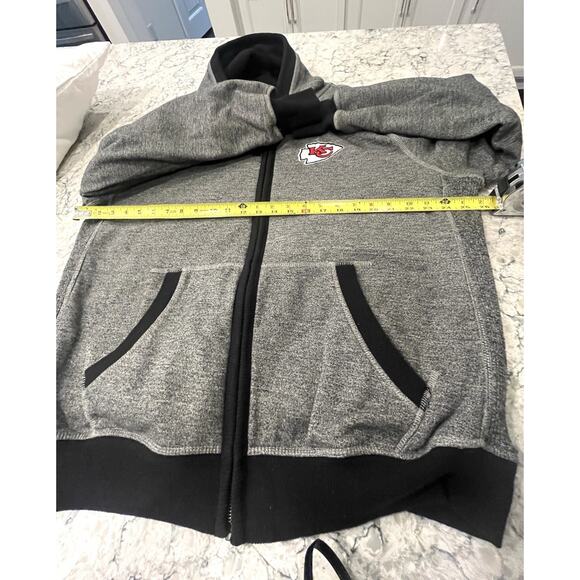 Kansas City KC Chiefs NFL Proline Gray Full Zip Hoodie Sweatshirt Mens XL Jacket - Picture 5 of 10